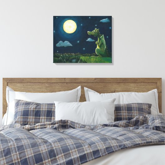 Dragon en de maan canvas afdruk (Insitu (Slaapkamer))
