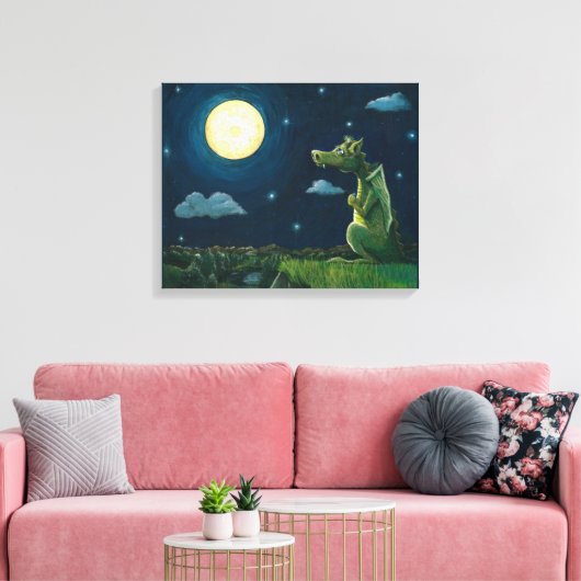 Dragon en de maan canvas afdruk (Insitu (Woonkamer))