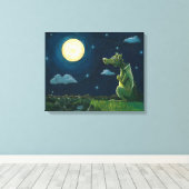 Dragon en de maan canvas afdruk (Insitu (Houten vloer))