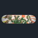 Dragon en de rijzende zon skateboard<br><div class="desc">Groene draak</div>