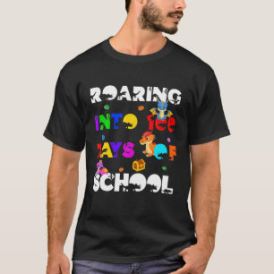Dragon en Dinosaur Roaring in 100 dagen Schoo T-shirt