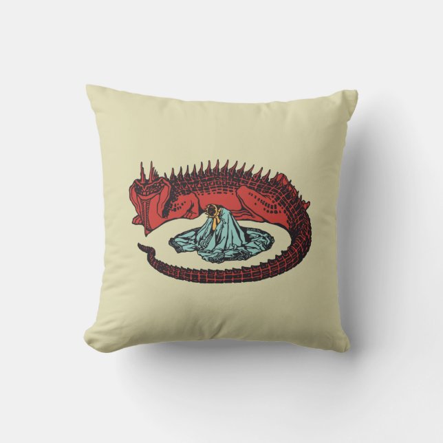 Dragon en Dragon queen Art Nouveau stijl Gooi Kussen (Voorkant)