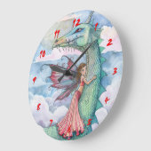 Dragon en Fairy Girls Wall Clock Grote Klok (Hoek)