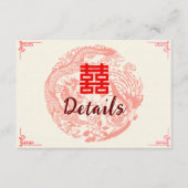 Dragon en feniks beige chinese bruiloft details informatiekaartje (Voorkant)