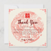 Dragon en feniks rood goud chinese bruiloft bedankkaart (Voorkant)