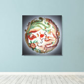 Dragon en feniks stencil canvas afdruk (Insitu (Houten vloer))