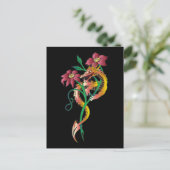 Dragon en Flower Tattoo Briefkaart (Staand voorkant)