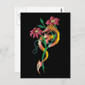 Dragon en Flower Tattoo Briefkaart (Voorkant / Achterkant)