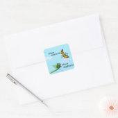 Dragon en Kite Vierkante Sticker (Envelop)
