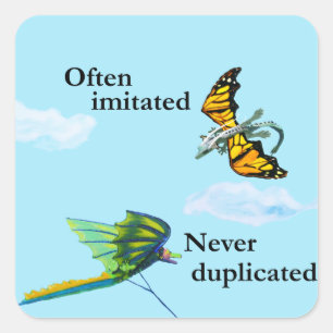 Dragon en Kite Vierkante Sticker