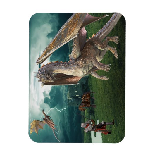 Dragon en Knight Medieval Castle Magneet (Verticaal)