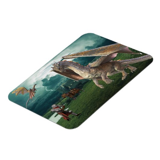 Dragon en Knight Medieval Castle Magneet (Linkerzijde)