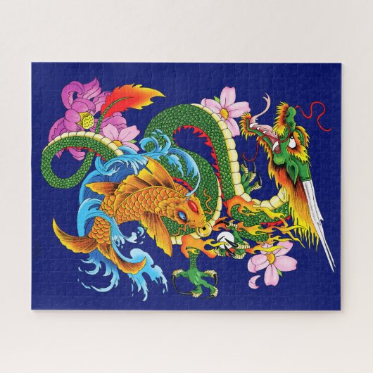 Dragon en Koi Legpuzzel (Horizontaal)