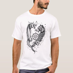 Dragon en Leopard Tattoo Design T-shirt