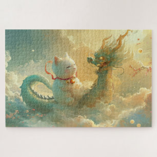 Dragon en Lucky Cat Legpuzzel