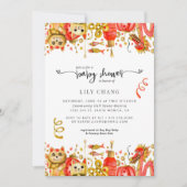 Dragon en Lucky Cat | uitnodiging tot baby shower (Voorkant)