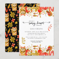 Dragon en Lucky Cat | uitnodiging tot baby shower