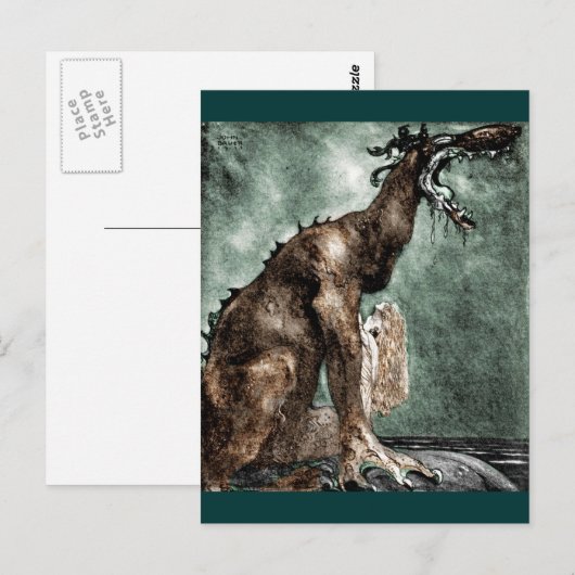 Dragon en Mermaid Briefkaart (Voorkant / Achterkant)