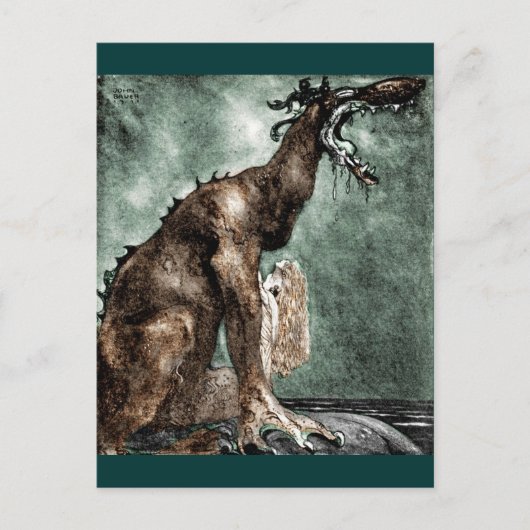 Dragon en Mermaid Briefkaart (Voorkant)