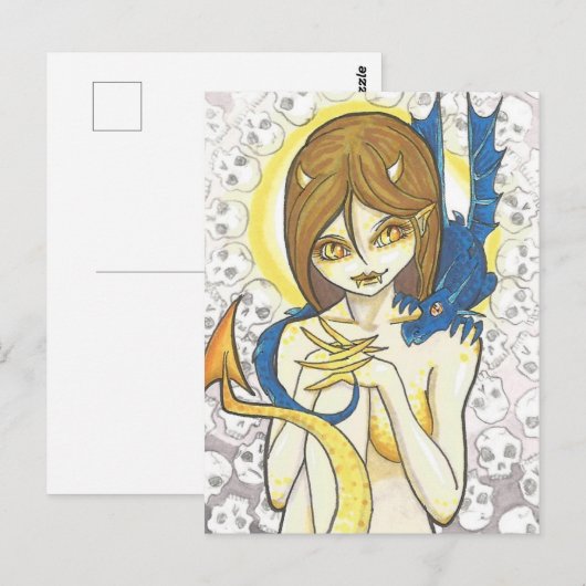 Dragon en Nymph skulls Fantasy Art Briefkaart (Voorkant / Achterkant)