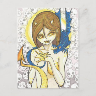 Dragon en Nymph skulls Fantasy Art Briefkaart