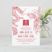 Dragon en Phoenix Double Happiness Wedding WSStyle Kaart (Staand voorkant)