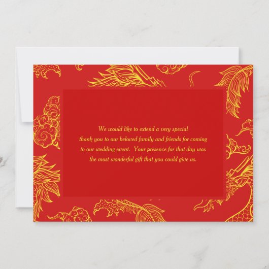 Dragon en Phoenix | Dubbel geluk, dank je Bedankkaart (Achterkant)