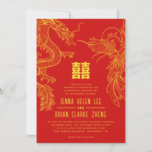 Dragon en Phoenix hebben dubbel geluk | rugpatroon Kaart (Voorkant)