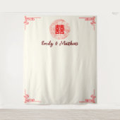 Dragon en Phoenix rood chinese bruiloft achtergron Wandkleed (Voorkant)