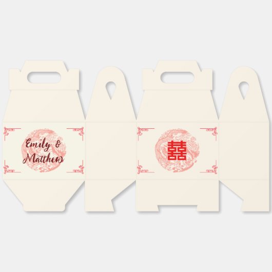 Dragon en Phoenix rood chinese bruiloft Bedankdoosjes (Ongevouwen)