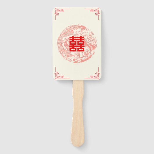 Dragon en Phoenix rood chinese bruiloft Handwaaier (Voorkant)