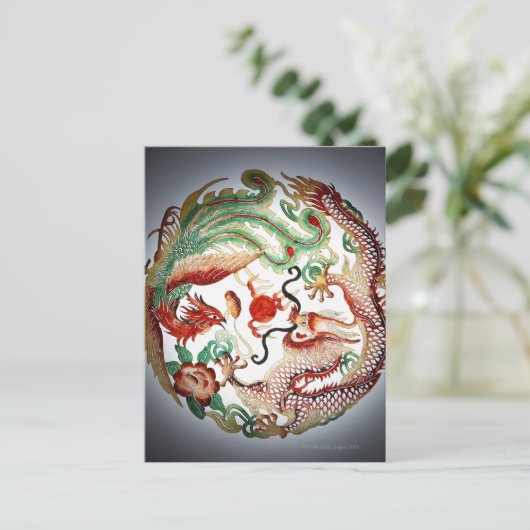 Dragon en Phoenix Stencil Briefkaart (Staand voorkant)