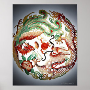 Dragon en Phoenix Stencil Poster