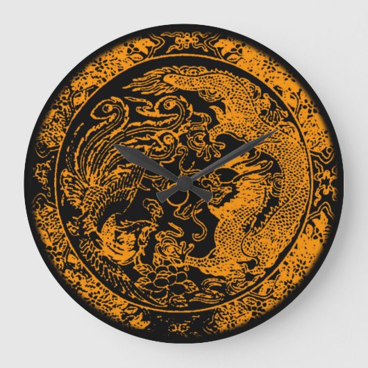 Dragon en Phoenix Wall Clock Grote Klok (Voorkant)