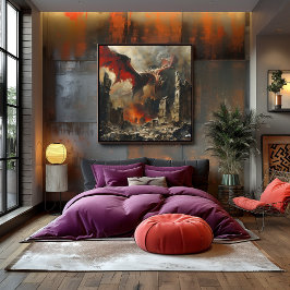 Dragón en Ruinas: Impresionista y Realista Perfect Poster