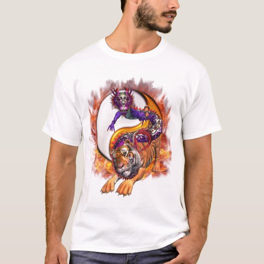 Dragon en Tiger Yin Yang T-shirt (Voorkant)