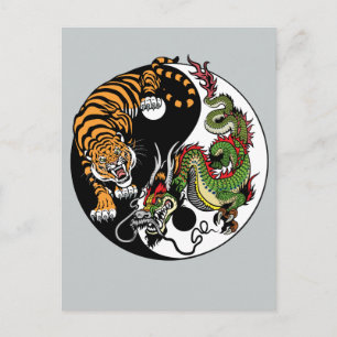 dragon en tijger yin yang briefkaart
