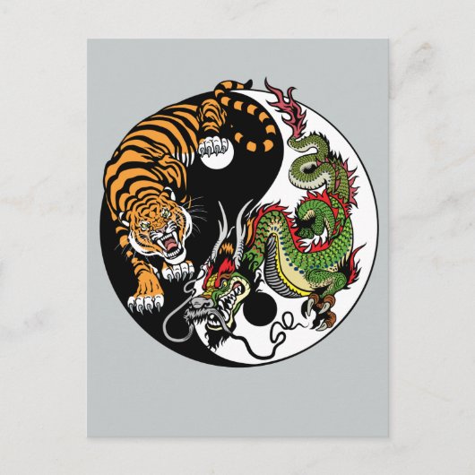 dragon en tijger yin yang briefkaart (Voorkant)