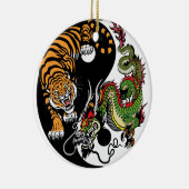 dragon en tijger yin yang keramisch ornament (Rechts)