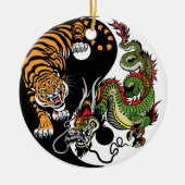 dragon en tijger yin yang keramisch ornament (Voorkant)