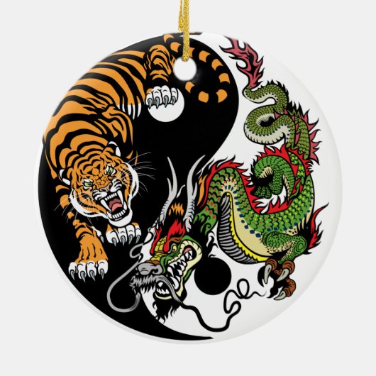 dragon en tijger yin yang keramisch ornament (Achterkant)