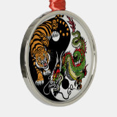 dragon en tijger yin yang metalen ornament (Rechts)