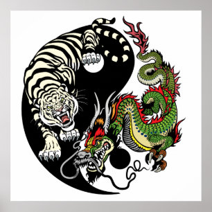 dragon en tijger yin yang poster