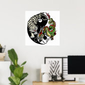 dragon en tijger yin yang poster (Thuiskantoor)