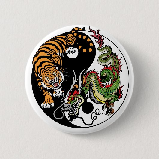dragon en tijger yin yang ronde button 5,7 cm (Voorkant)