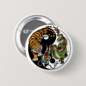 dragon en tijger yin yang ronde button 5,7 cm (Voorkant /achterkant)