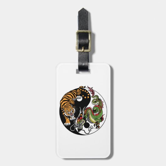 dragon en tijger yin yang symbool bagagelabel (Voorkant verticaal)