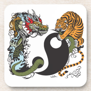dragon en tijger yin yang symbool bier onderzetter