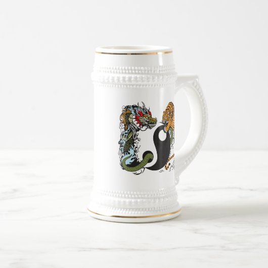 dragon en tijger yin yang symbool bier stein bierpul (Voorkant rechts)
