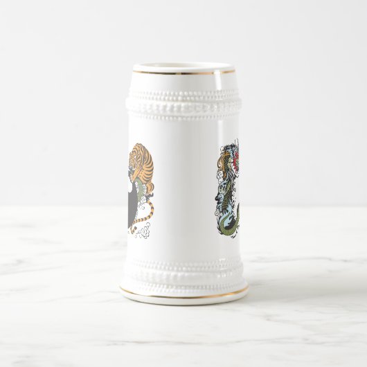 dragon en tijger yin yang symbool bier stein bierpul (Center)